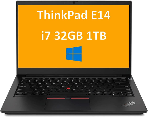 2022 Thinkpad E14 14" FHD (Intel 4-Core I7-1165G7, 32GB DDR4 RAM, 1TB SSD) Full HD 1080P IPS Business Laptop, Thunderbolt 4, Backlit, Webcam, Fingerprint, Windows 10/11 Pro