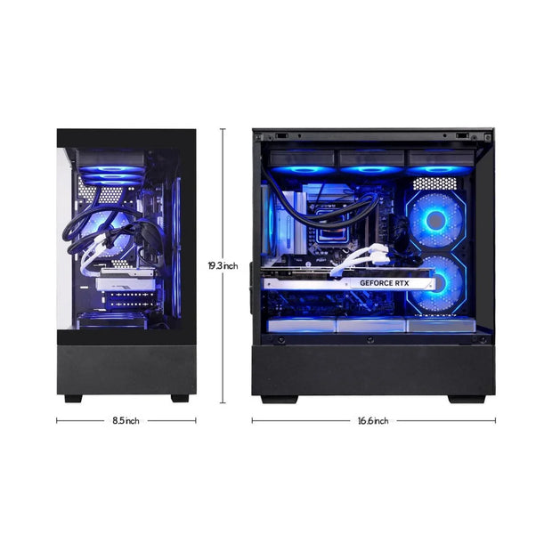 Gaming Desktop PC, Ryzen 7 9700X, RTX5070 12GB,1TB SSD, 32GB DDR5, Black, Windows 11 Home