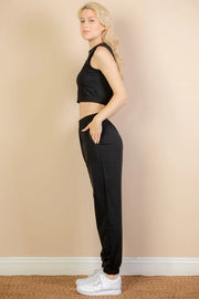 Clothing, Dresses, Shoes & Jewelry, WomenFrench Terry Elastic Waist Tank Top & Joggers Set (CAPELLA) - Premium  from Nobles Store - Just $42.87! Shop now at Nobles Store