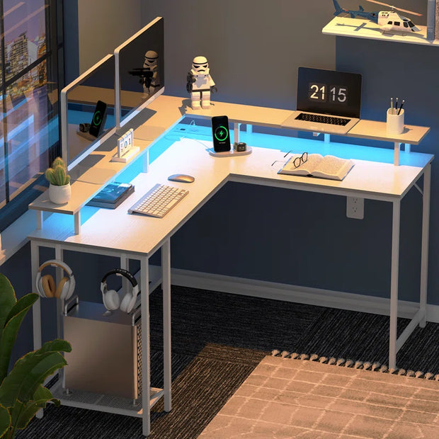All categoriesKamai 54" Desk, L Shaped Desk, Computer Desk, L Desk, Corner Desk, Desks with LED Light, Writing Desk, White Desk, Gaming Desk, Desk for Gaming - Premium  from Nobles Store - Just $124.01! Shop now at Nobles Store