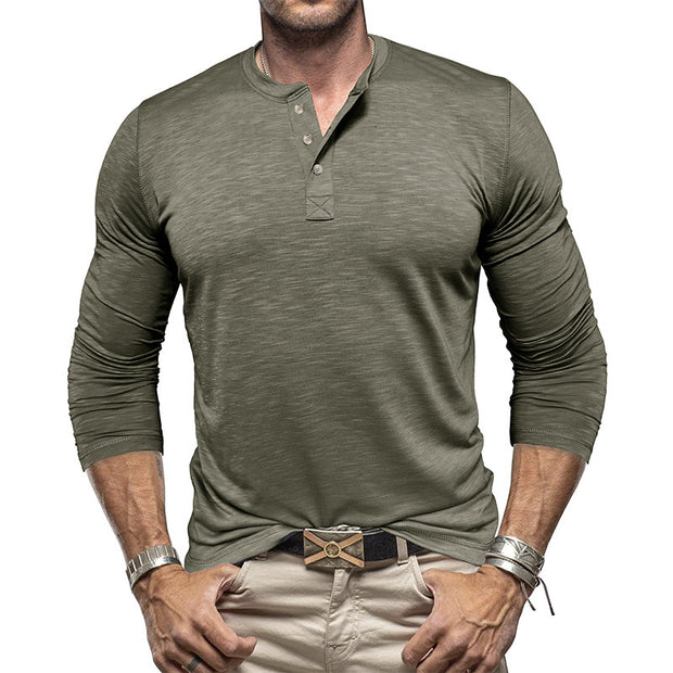 Men's Long-sleeved Henry Collar Shirt - Premium 0 from USAdrop - Just $38.84! Shop now at Nobles Store