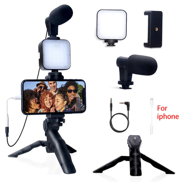 HomeSmartphone Vlogging Kit for Iphone Android with Tripod Mini Microphone Starter Vlog Kit for Tiktok Live Stream Video Youtube - Premium  from Nobles Store - Just $45.29! Shop now at Nobles Store