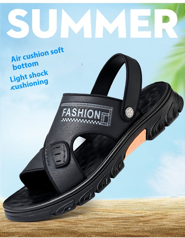 Men's Summer Soft Bottom Beach Cowhide Sandals - Premium 0 from Nobles Store - Just $35.59! Shop now at Nobles Store
