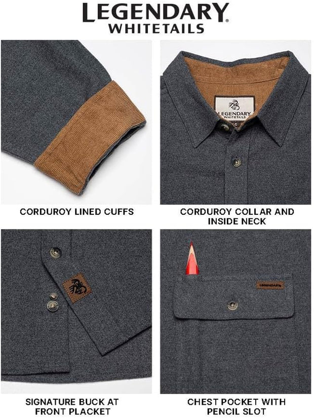 Men'S Flannel Shirt Long Sleeve Button down 100% Cotton