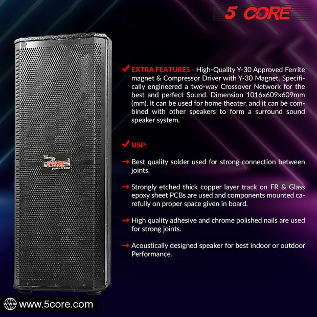 Electronics & Gadgets, Electronics Accessories & Supplies5Core Portable Cabinet PA DJ Speaker System 15 Inch 4000W Passive 3 Way Loudspeaker - Premium  from Nobles Store - Just $1824.01! Shop now at Nobles Store