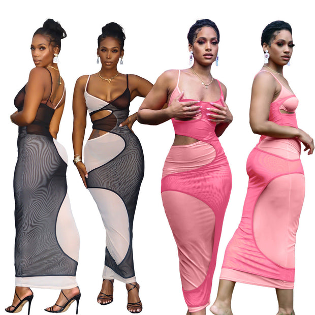 Lady Dresses, Tops & Sets, Women's ClothingFashion Hollowed-Out Split-Layer Sling Mesh Dress - Premium  from Nobles Store - Just $33.49! Shop now at Nobles Store