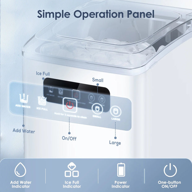 Appliances, Countertop Ice Makers, Freezers, Home, Ice MakersCountertop Portable Ice Maker, Self-Cleaning with Handle, Ice Scoop, 2 Sizes of Bullet Ice Cubes,For Home/Kitchen/Office-White - Premium  from Nobles Store - Just $82.56! Shop now at Nobles Store