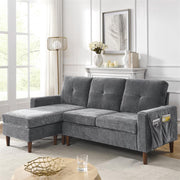 Furniture, Home, Living Room Furniture, Sectional Couches & Sofas80" Sectional Sofa for Living Room, 3 Seater Couch with Reversible Ottoman, Chenille, Dark Gray - Premium  from Nobles Store - Just $641.12! Shop now at Nobles Store