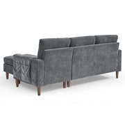 Furniture, Home, Living Room Furniture, Sectional Couches & Sofas80" Sectional Sofa for Living Room, 3 Seater Couch with Reversible Ottoman, Chenille, Dark Gray - Premium  from Nobles Store - Just $641.12! Shop now at Nobles Store
