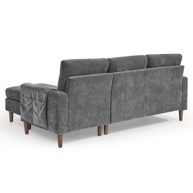 Furniture, Home, Living Room Furniture, Sectional Couches & Sofas80" Sectional Sofa for Living Room, 3 Seater Couch with Reversible Ottoman, Chenille, Dark Gray - Premium  from Nobles Store - Just $641.12! Shop now at Nobles Store