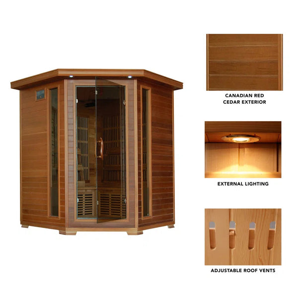 All categories4-Person Cedar Corner Infrared Sauna with 10 Carbon Heaters - Premium  from Nobles Store - Just $4870.12! Shop now at Nobles Store