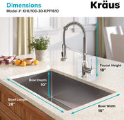 Kitchen & Bar Sinks, Kitchen & Bath Fixtures, Kitchen Fixtures, Kitchen Sinks, Single Bowl, Tools & Home Improvement30-Inch 16 Gauge Standart PRO Kitchen Sink Combo Set with Bolden 18-Inch Kitchen Faucet and Soap Dispenser, Chrome KHU100-30-1610-53CH - Premium  from Nobles Store - Just $621.01! Shop now at Nobles Store