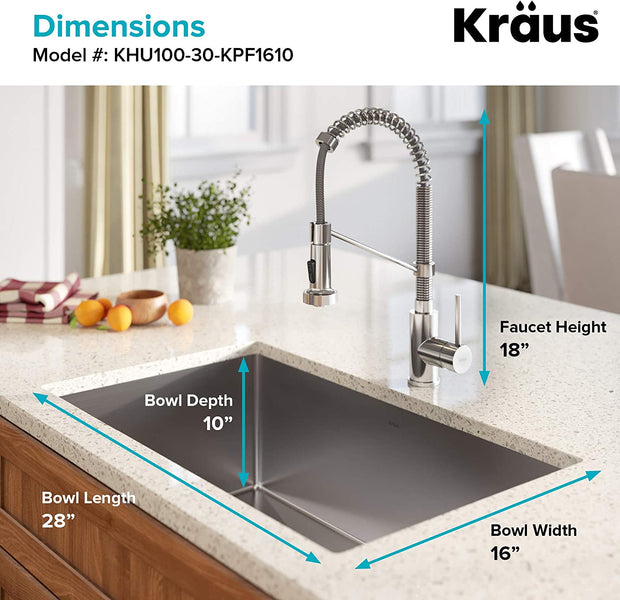 Kitchen & Bar Sinks, Kitchen & Bath Fixtures, Kitchen Fixtures, Kitchen Sinks, Single Bowl, Tools & Home Improvement30-Inch 16 Gauge Standart PRO Kitchen Sink Combo Set with Bolden 18-Inch Kitchen Faucet and Soap Dispenser, Chrome KHU100-30-1610-53CH - Premium  from Nobles Store - Just $621.01! Shop now at Nobles Store