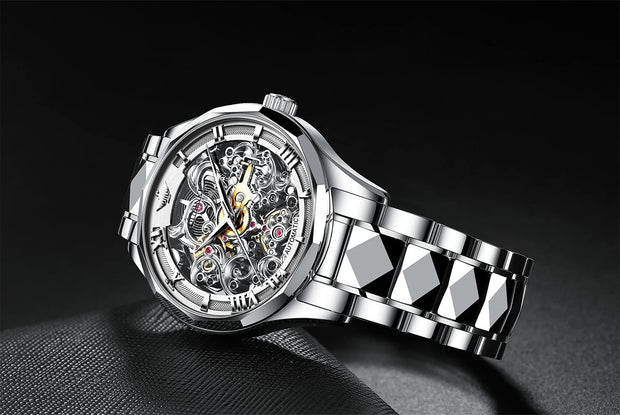 Clothing, Men, Shoes & Jewelry, Watches, Wrist WatchesOUPINKE Men'S Skeleton Mechanical Watches Luxury Dress Automatic Self Winding Sapphire Crystal Waterproof Tungsten Steel Band Wrist Watches - Premium  from Nobles Store - Just $453.54! Shop now at Nobles Store