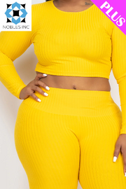 Clothing, Dresses, Shoes & Jewelry, WomenPlus Size Ribbed Long Sleeve Crop Top & Leggings Set (CAPELLA) - Premium  from Nobles Store - Just $52.29! Shop now at Nobles Store