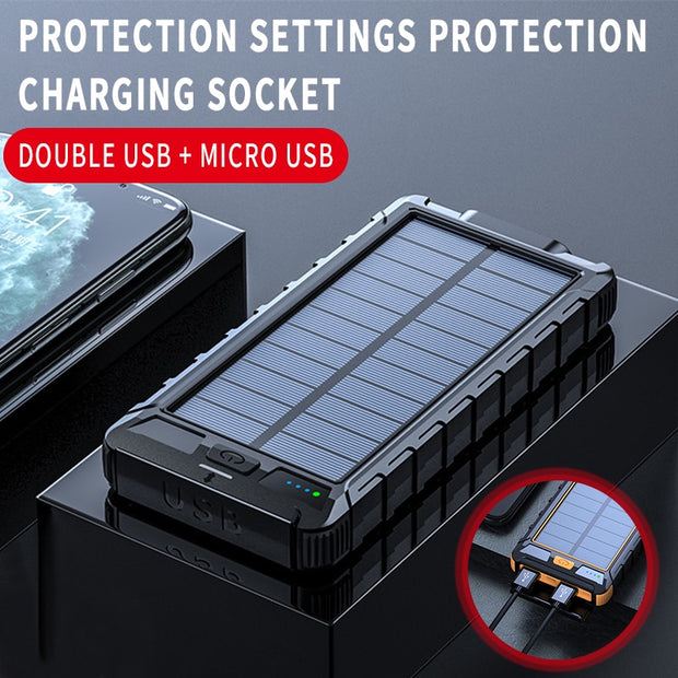Solar Fast Charging Power Bank Portable 20000mAh Charger Waterproof - Premium  from Nobles Store - Just $65.25! Shop now at Nobles Store